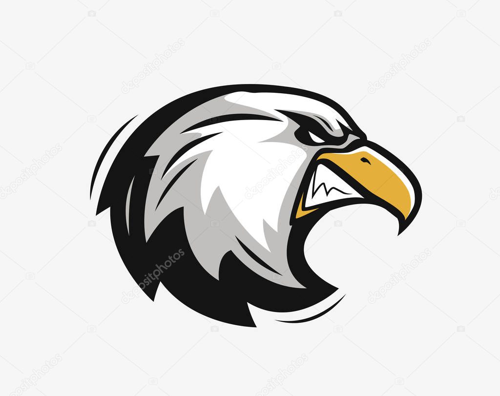 Head of angry eagle. Sports mascot. Vector illustration