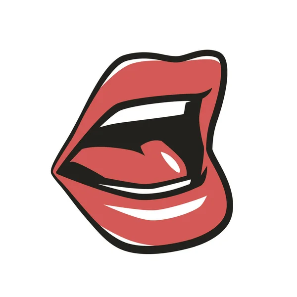 Labbra Rosse Sfondo Bianco Tentazione Bacio Vettore — Vettoriale Stock