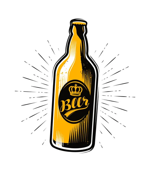 Bottiglia Birra Bere Birreria Pub Vettore Vintage — Vettoriale Stock