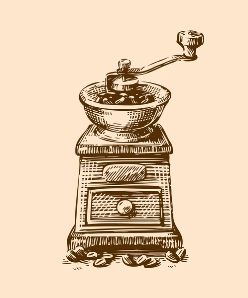 Kaffeemühlen Sketch Vintage Vektor Illustration Menüdesign Für Café Und Restaurant — Stockvektor