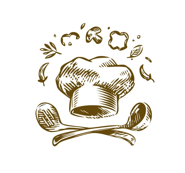 Приготування Логотипу Намальованого Вручну Дизайн Меню Ресторану Кафе — стоковий вектор