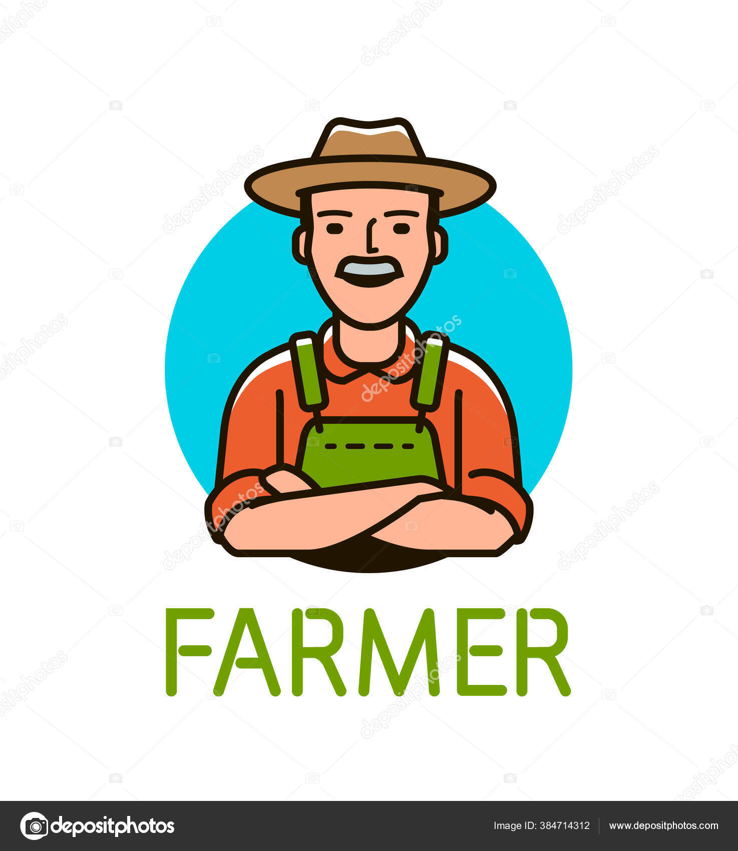 Petani Bertopi Logo Atau Label Pertanian Vektor Pertanian Vektor Stok oleh  ©sergeypykhonin 384714312, image size:1474x1700