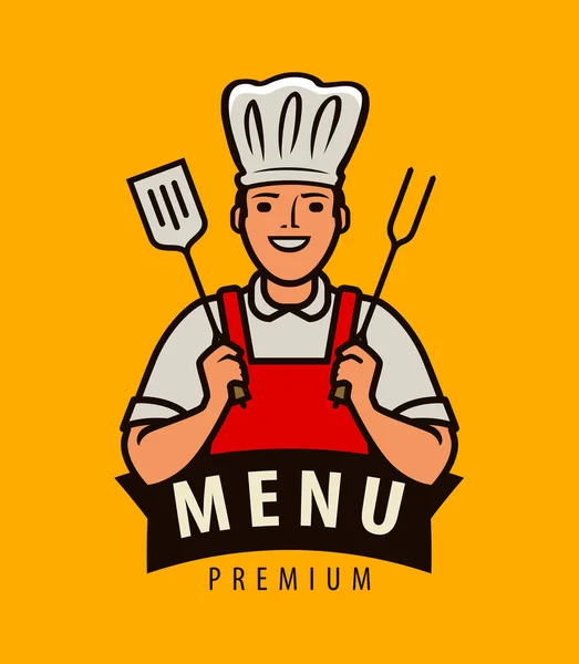 Logotipo Cocinero Diseño Menú Para Cafetería Restaurante — Archivo Imágenes Vectoriales