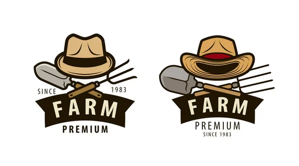 Farm Logo Label Agriculture Farming Vector — Stock Vector