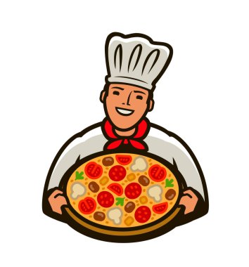 Pizzalı şef. Kafe ve restoran için menü tasarımı