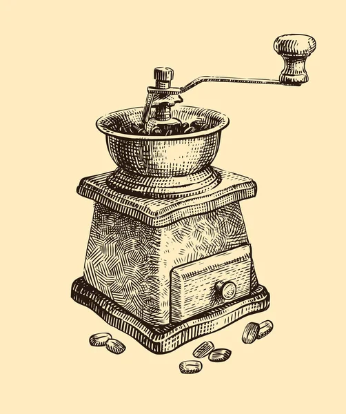 Handgezeichnete Retro Kaffeemühle Vintage Sketch Vektor — Stockvektor