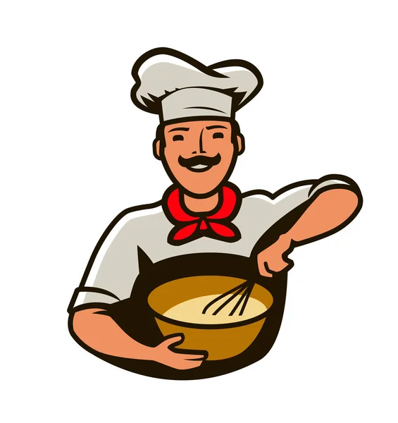 Logotipo Etiqueta Padaria Cozinha Chicotes Massa Vetor Ilustração —  Vetores de Stock