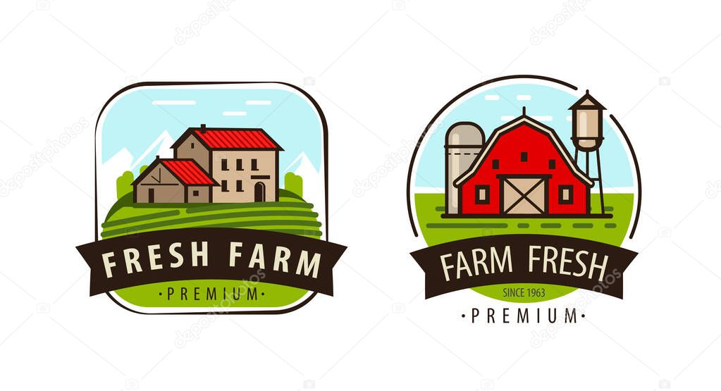 Farm fresh logo or label. Agriculture, farming vector