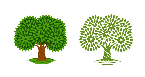 Boom Met Groen Blad Symbool Milieu Ecologisch Concept — Stockvector