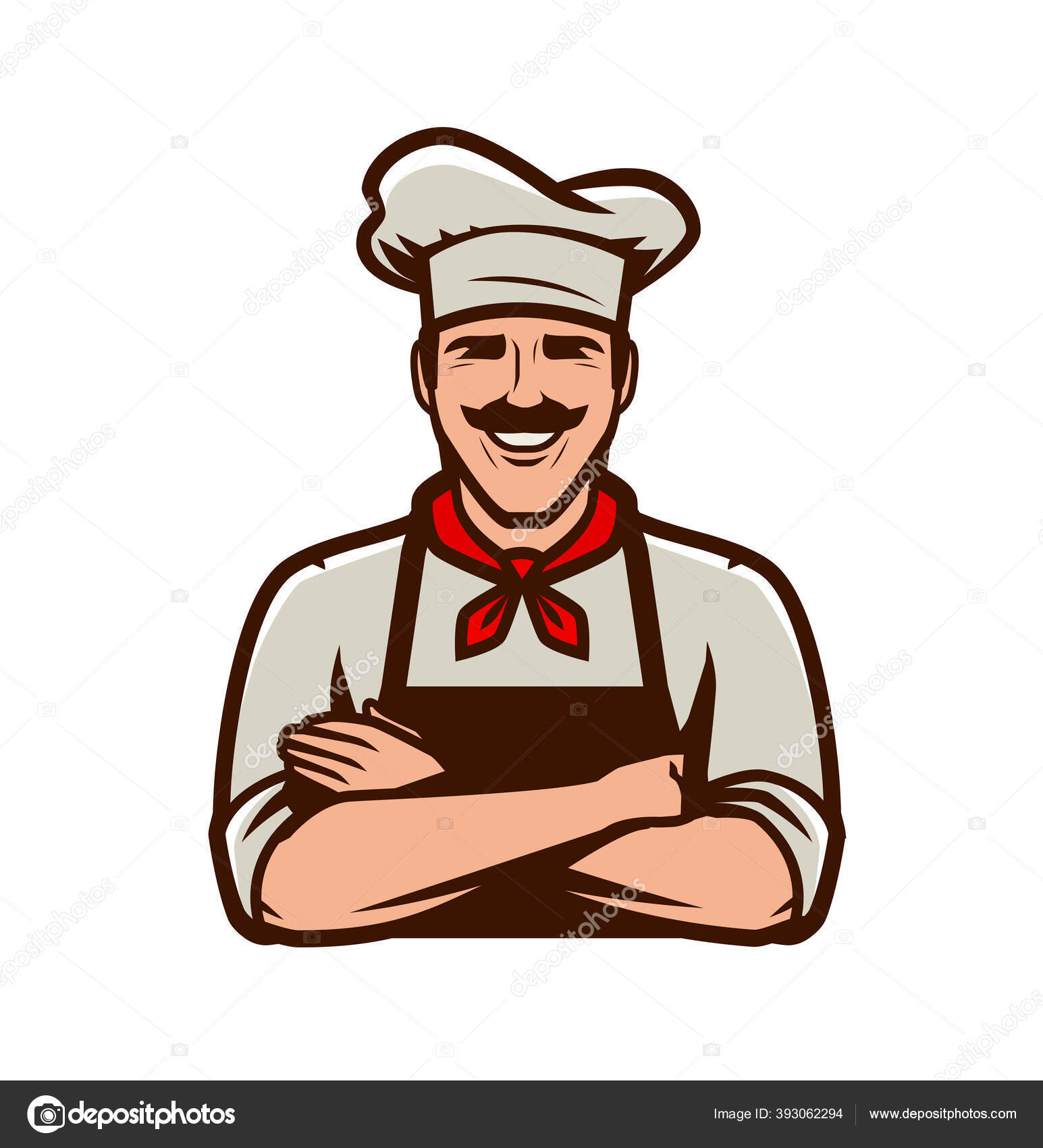 Chef feminino engraçado, logotipo de emblema de desenho animado