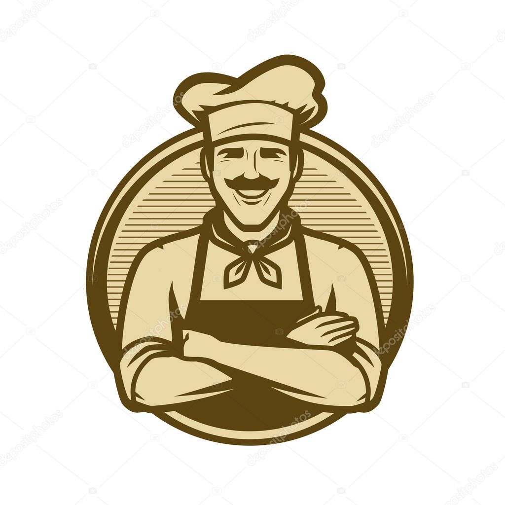 Chef logo or emblem. Cooking, food concept