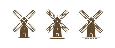 Yel değirmeni logosu ya da sembolü. Tarım, fırın çiftliği kavramı