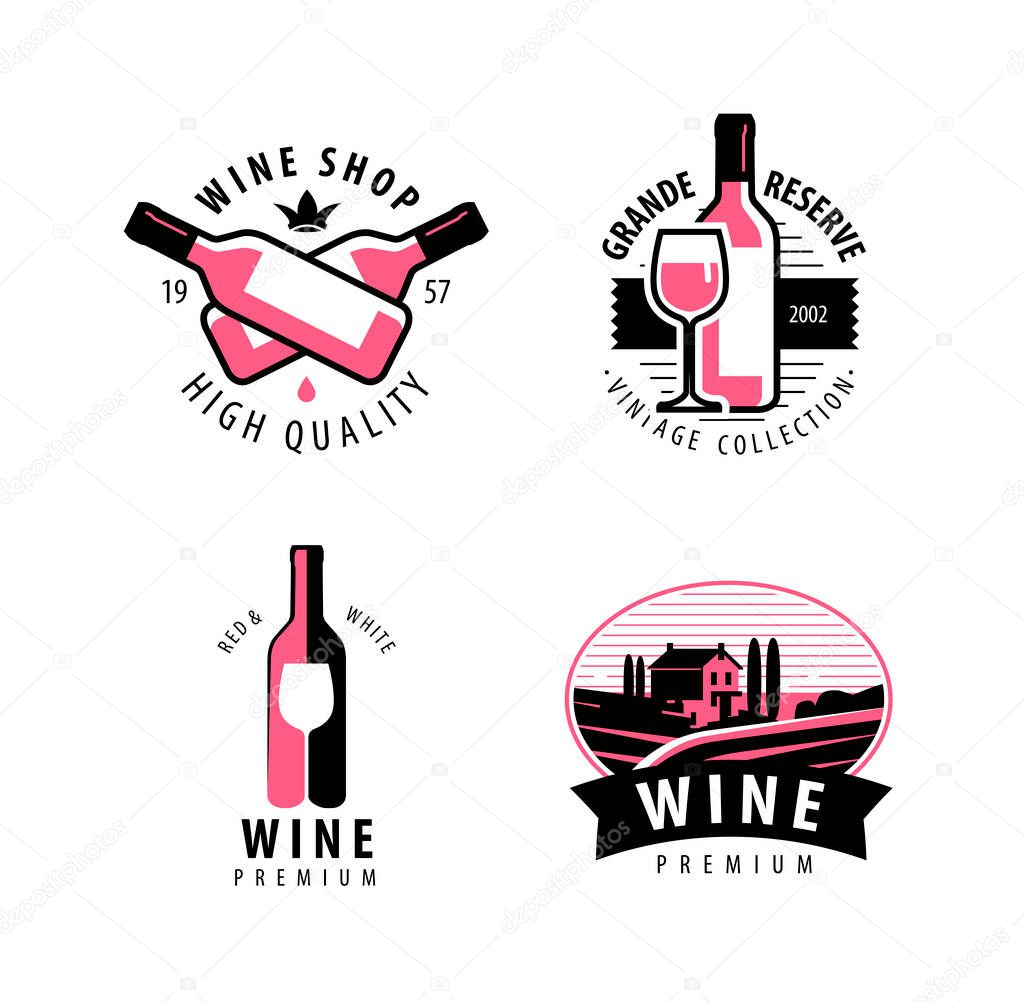 Wine symbol or label. Winery, restaurant drink concept