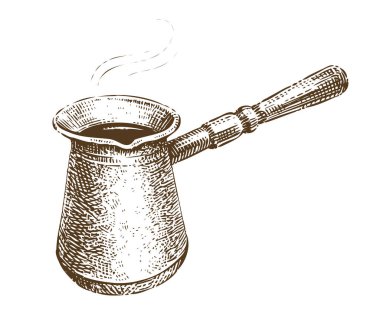 El çizimi kahve makinesi çizimi. İçki konsepti
