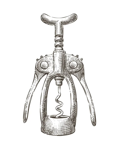 Croquis Main Tire Bouchon Vin Concept Boisson — Image vectorielle