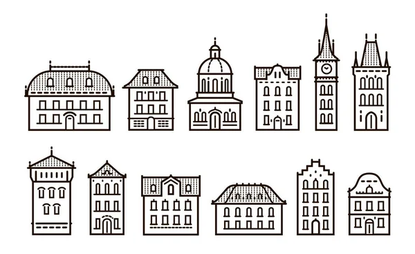 Vintage Buildings Icons Set Město Koncept Města — Stockový vektor