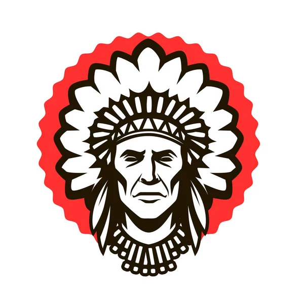 Logotipo Símbolo Chefe Indiano Ilustração Vetorial Guerreiro — Vetor de Stock
