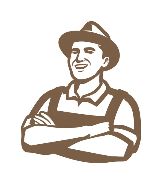 Şapka Sembollü Bir Çiftçi Tarım Tarım Kavramı — Stok Vektör