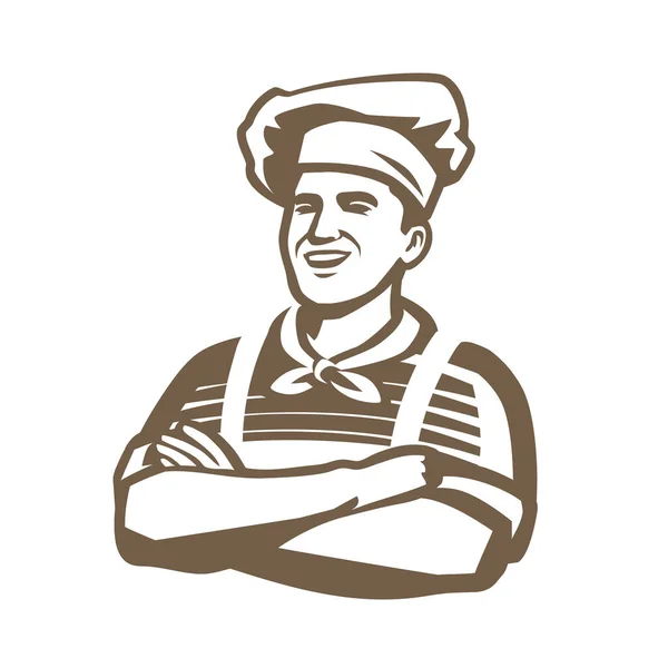 Feliz Logo Del Chef Restaurante Cocina Símbolo — Vector de stock