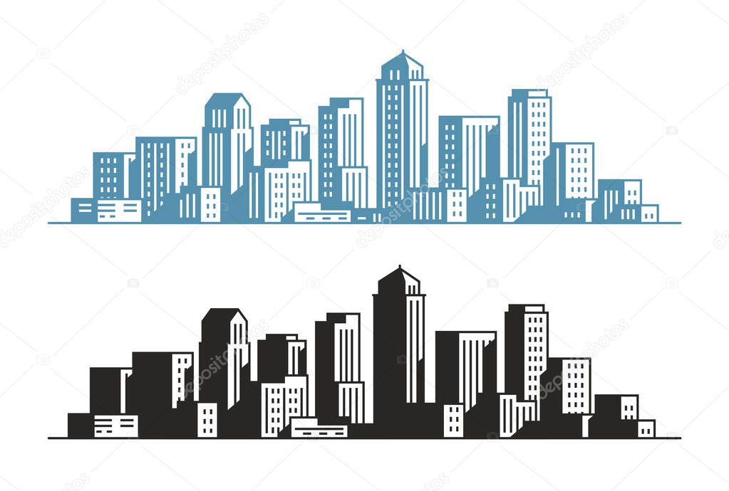 Modern city symbol. Buildings skyscrapers cityscape