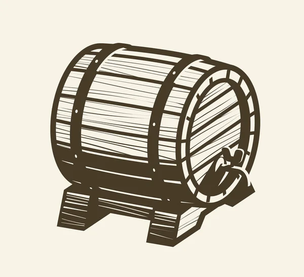 Wooden Barrel Faucet Alcoholic Drink Pub — Stock Vector