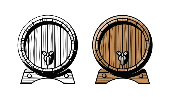 Barril Madera Con Grifo Bebida Alcohólica Pub — Vector de stock