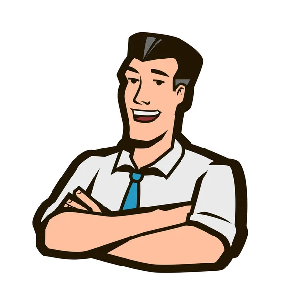 Joyeux Logo Homme Affaires Concept Entreprise Gestionnaire — Image vectorielle
