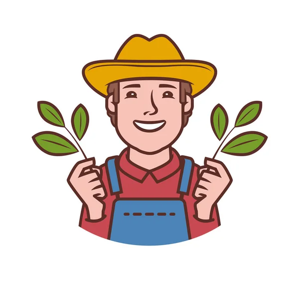 Logo Szczęśliwego Farmera Rolnictwo Naturalny Symbol Żywności — Wektor stockowy