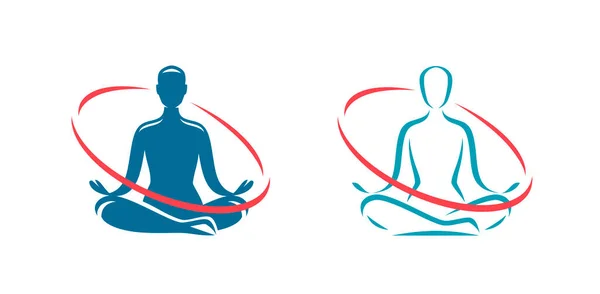 Logo Yoga Simbolul Meditației Pentru Tratament Medical — Vector de stoc