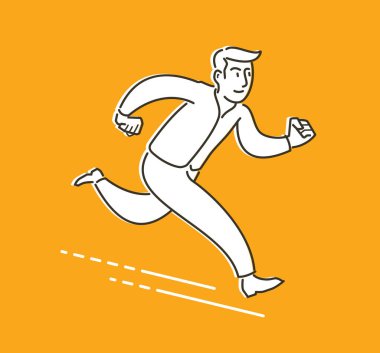 İşadamı kaçıyor. İş konsepti vektör çizimi