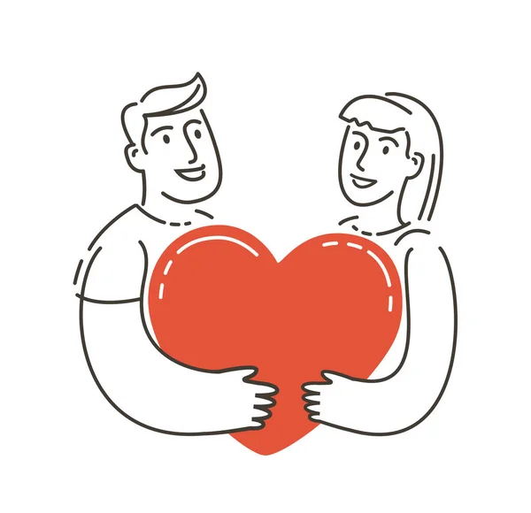 Σύμβολο Γάμου Αγάπη Ζευγάρι Κρατώντας Διάνυσμα Καρδιά — Διανυσματικό Αρχείο