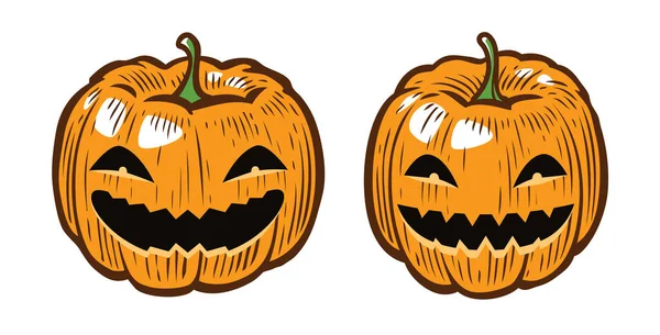 Halloweenpompoen Symbool Vector Illustratie Geïsoleerd Witte Achtergrond — Stockvector