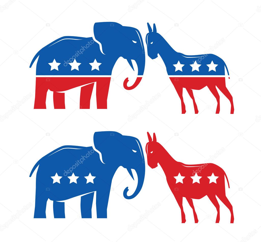 Democratic and Republican political symbols. Election, voting vector