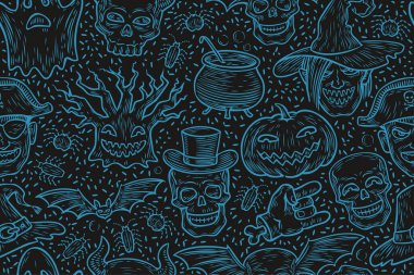 Kusursuz bir cadılar bayramı geçmişi. Desen vektörü