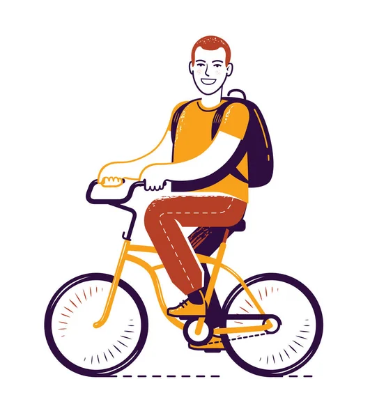 Fahrradfahren Radfahren Reisekonzept Vektor Illustration — Stockvektor