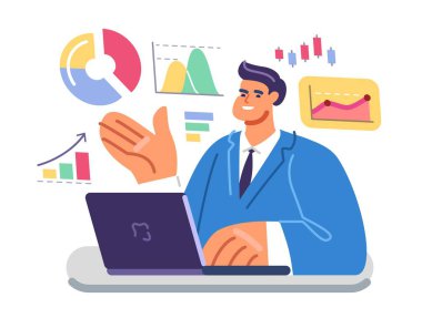 Kazanç veya satış parası. Büyüme planlaması ya da başarı finansal danışmanı konsepti. Pazarlama ya da yatırım profesyoneli