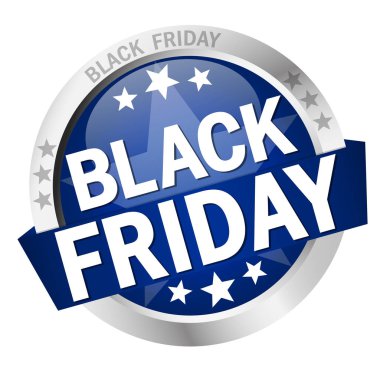 sancaklı yuvarlak renkli düğme ve Kara Cuma metni