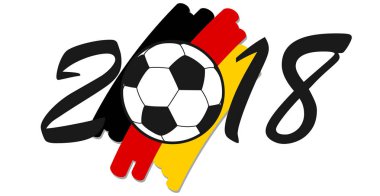 Futbol topu ve Alman ulusal renkleri ile 2018 numaralı harf