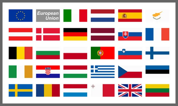 Колекція Позначки Усіх Національних Країн Європейського Союзу — стоковий вектор