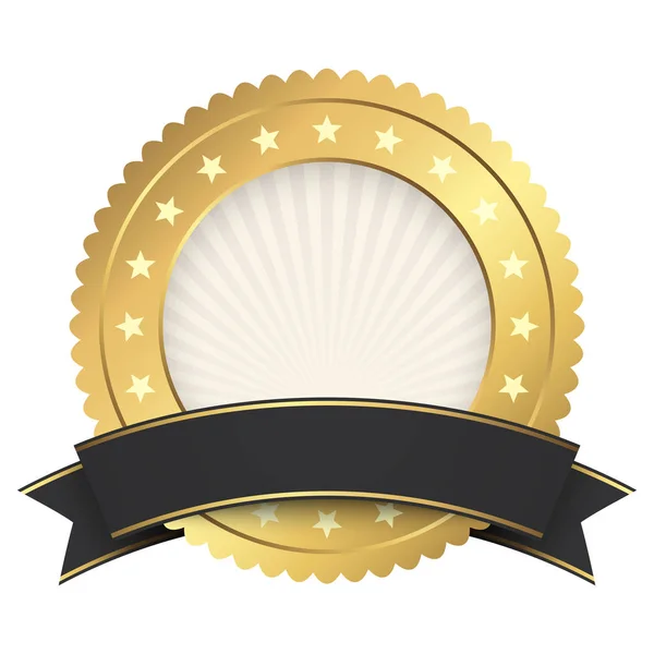 Modelo Botão Ouro Com Arquivo Vetorial Banner Preto — Vetor de Stock
