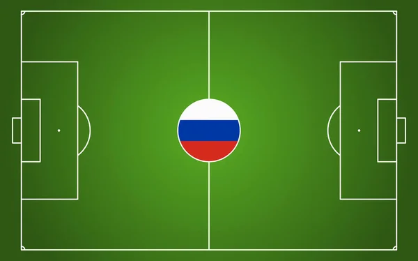 Campo Fútbol Verde Abstracto Con Marcas Blancas Colores Nacionales Rusos — Vector de stock
