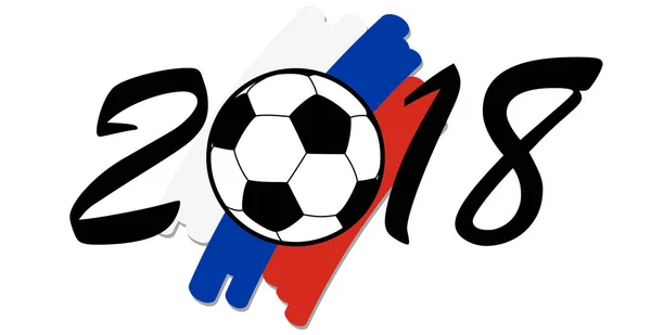 Letras 2018 Con Pelota Fútbol Colores Nacionales Rusos — Vector de stock