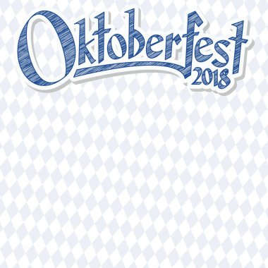 Oktoberfest arka plan mavi-beyaz kareli desen, afiş ve metin Oktoberfest 2018 (Almanca)
