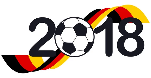 Futbol Topu Alman Ulusal Renkleri Ile 2018 Numaralı Harf — Stok Vektör