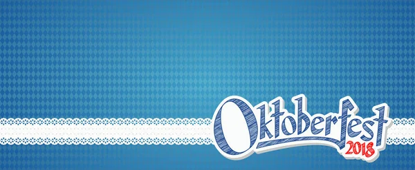 Oktoberfest Φόντο Μπλε Λευκό Καρό Μοτίβο Banner Και Κείμενο Oktoberfest — Διανυσματικό Αρχείο
