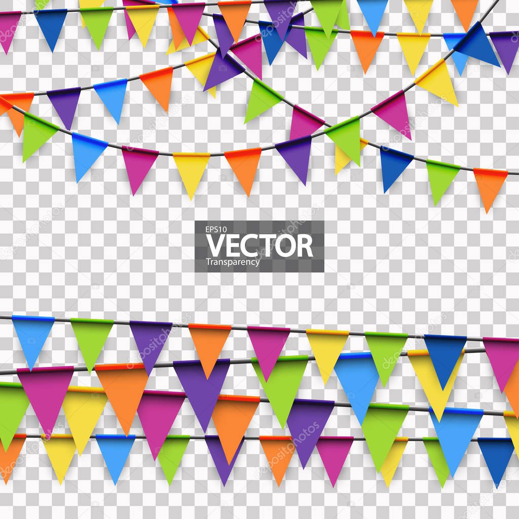 colored garlands background collection for party or festival usage with transparency in vector fil