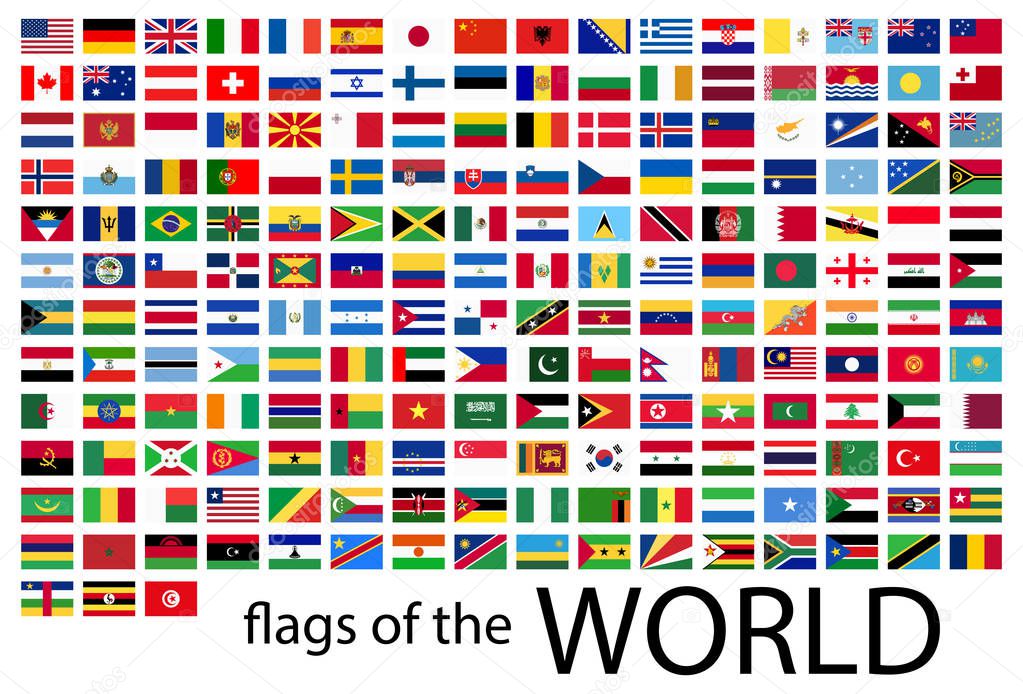 collection of flags from all national countries of the world