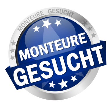 afiş ve metin Monteure gesucht ile yuvarlak renkli düğmesini