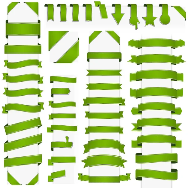デザイン レトロなバナー広告の大きなコレクション色緑 — ストックベクタ