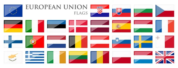 Collection Flags All National Countries European Union — Stock Vector